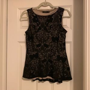 Apt 9 black and cream lace peplum top